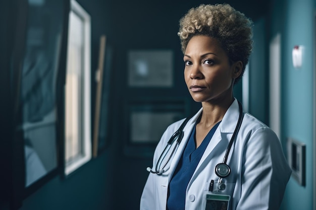 Shot of a female doctor in her consulting room created with generative ai