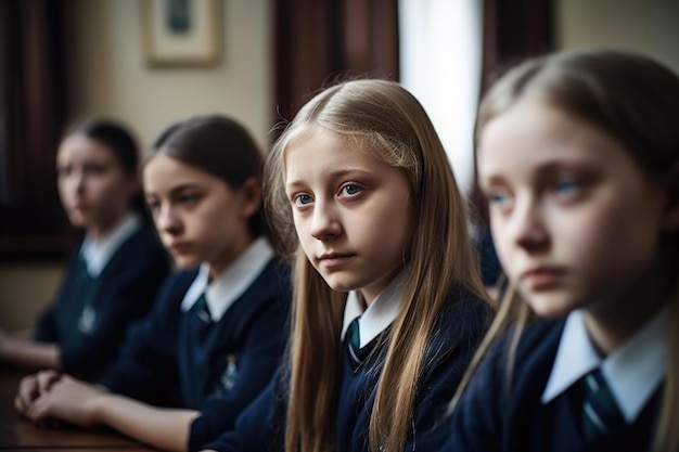 Shot of a group of schoolgirls in the classroom created with generative ai