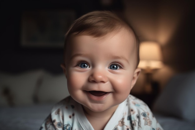 Shot of a happy baby boy smiling at the camera created with generative ai