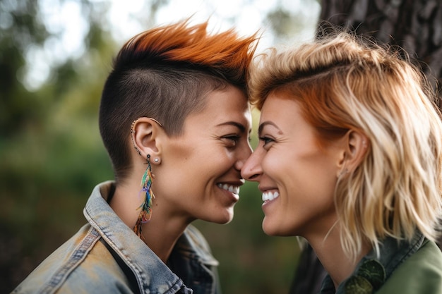 Shot of a happy lesbian couple enjoying the outdoors