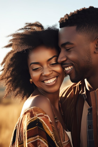 Shot of a happy young african couple enjoying a day outside created with generative ai