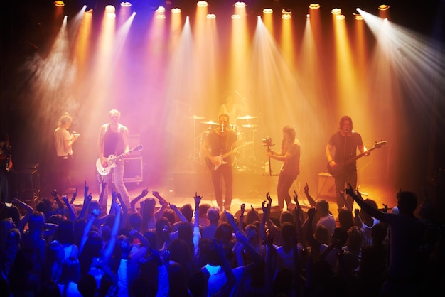 Shot of a large crowd at a music concertThis concert was created for the sole purpose of this photo shoot featuring 300 models and 3 live bands All people in this shoot are model released