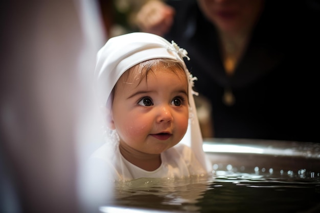 Shot of a little girl being christened