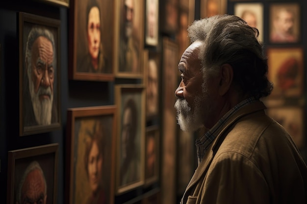 Shot of a man looking at an art display