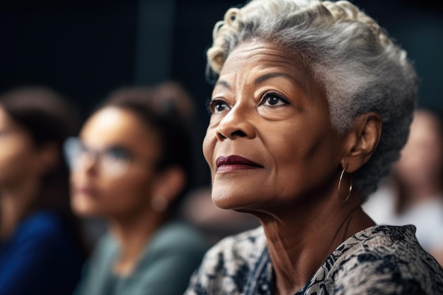 Shot of a mature female student listening to her lecturer during class