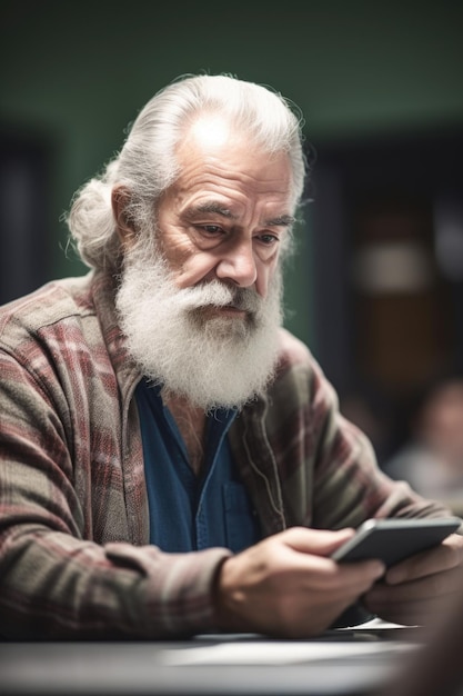 Shot of a mature male student using his digital tablet during class