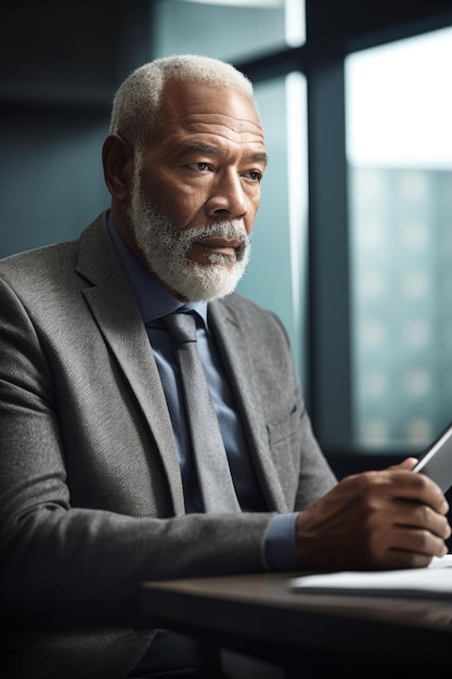 Shot of a mature man using a digital tablet in an office