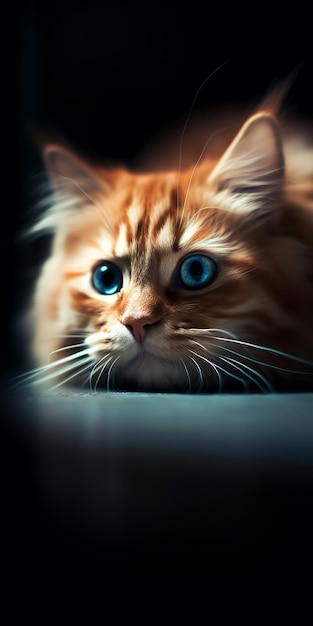 Shot of orange cat looking at camera generative AI