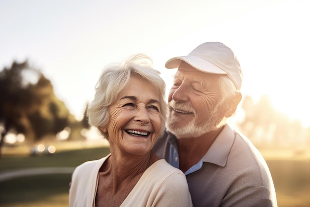 Shot of a senior couple enjoying themselves on the golf course created with generative ai