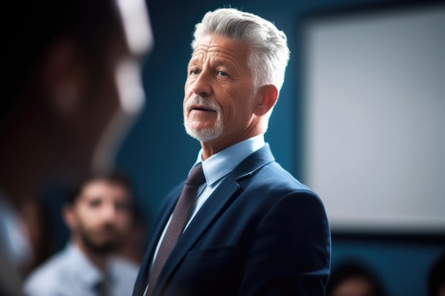 Shot of an unidentifiable businessman teaching his students during a lecture in the classroom at college