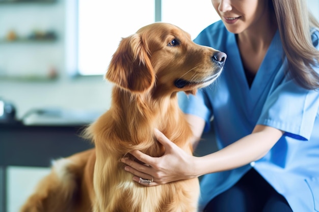 Shot of a veterinarian holding the hand of her client created with generative ai