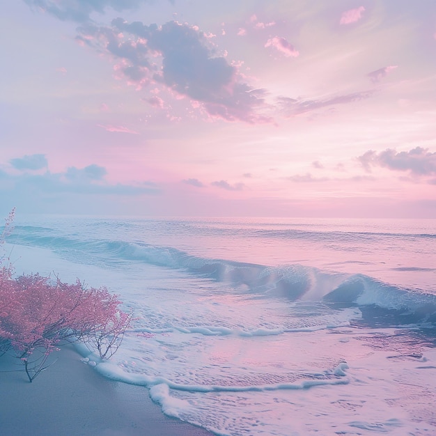 Shot with Canon camera landscape photography pink and purple sky pink sunset on the sea white wa