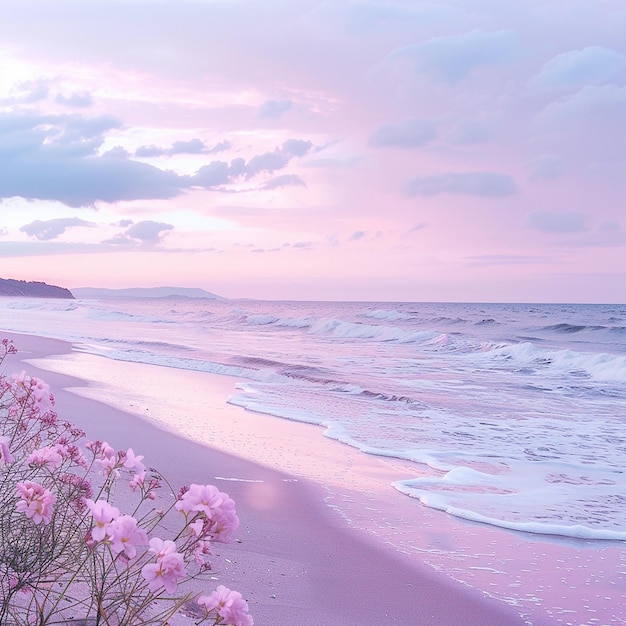 Shot with Canon camera landscape photography pink and purple sky pink sunset on the sea white wa