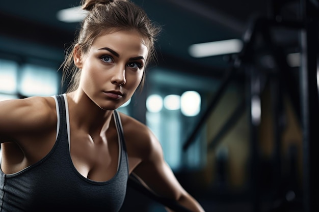 Shot of a woman at the gym created with generative ai