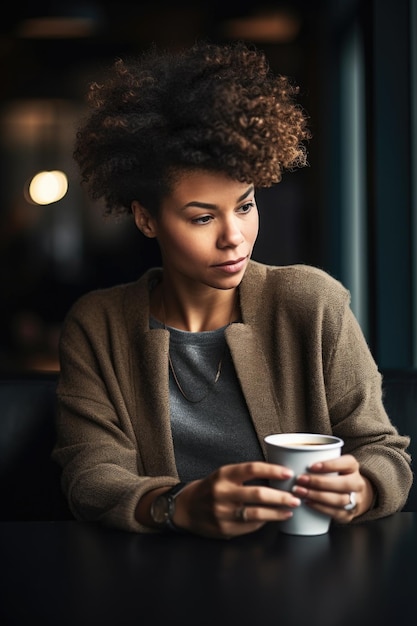 Shot of a woman having coffee and looking at her cellphone