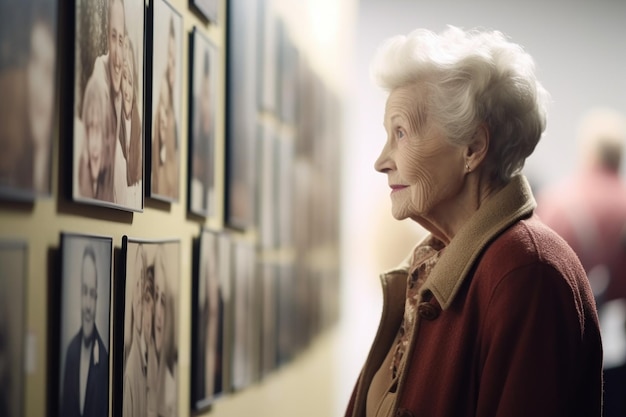 Shot of a woman looking at pictures in an art gallery created with generative ai