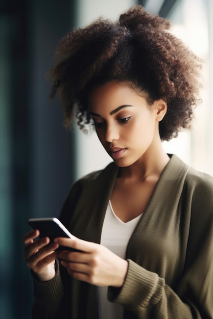 Shot of a woman using a smartphone to make online payments created with generative ai