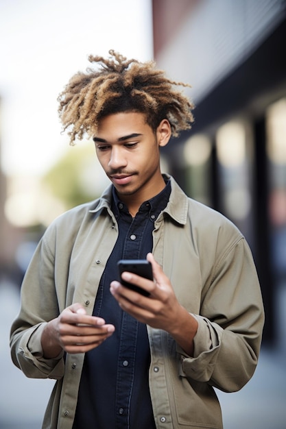 Shot of a young man using a cellphone outside