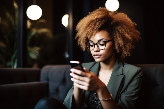 Shot of a young woman using her cellphone while sitting on the sofa