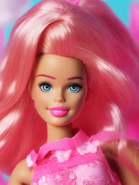 Shots of a cute pink haired girl barbie doll