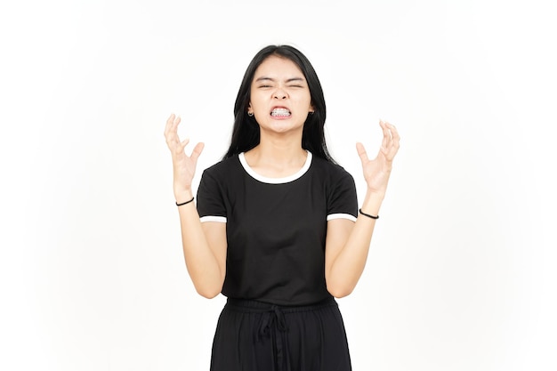 Shouting and Angry gesture Of Beautiful Asian Woman Isolated On White Background