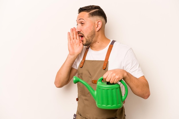 Photo shouting and holding palm near opened mouth