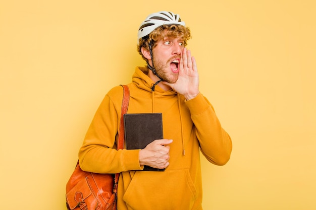 Shouting and holding palm near opened mouth