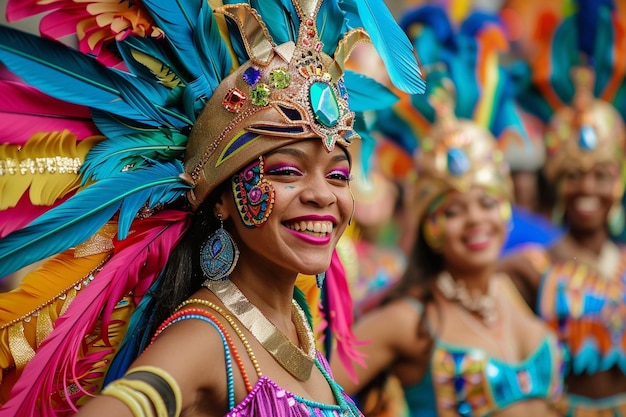 Show the excitement of a Brazilian Carnival parade generative ai