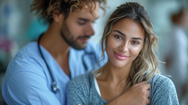 Show a nurse offering emotional support to a patient who