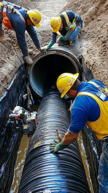 Show a Team Conducting a Final Inspection of a Relining Project