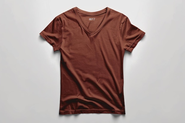 Showcase the beauty of your design ideas with this Sweet V Neck T shirt Mockup In Royal Brown Color