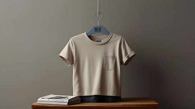 Showcase a blank tshirt against a plain neutralcolored wall