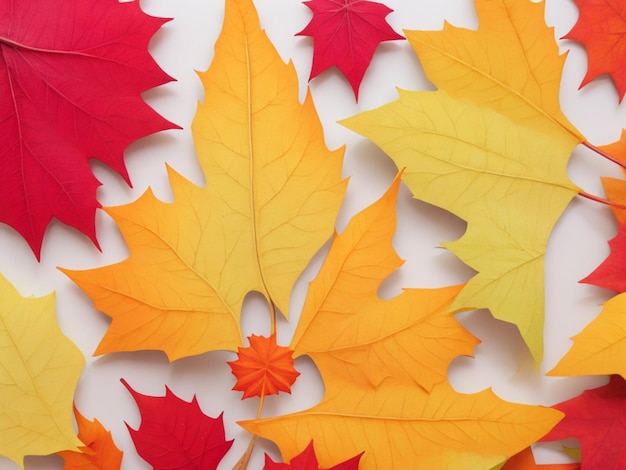 Showcasing an autumn leaves background arranged in a flat lay style