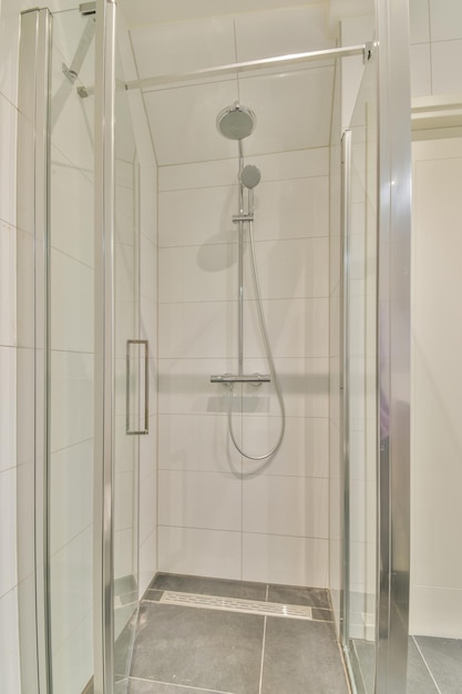 A shower cabinet of a white