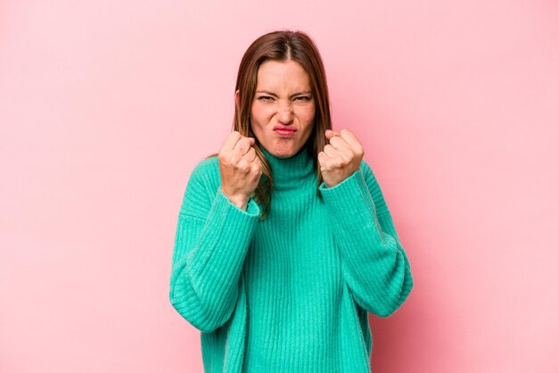 Showing fist to camera aggressive facial expression