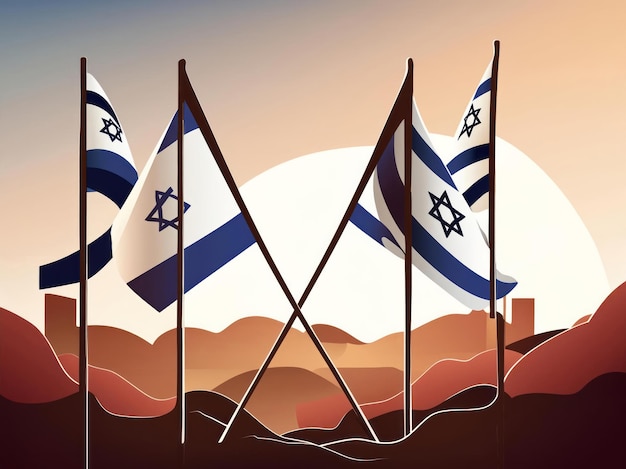 showing the flags of israel artistically intertwined