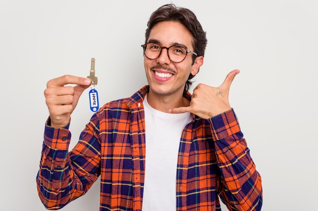 Showing a mobile phone call gesture with fingers