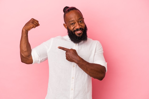 showing strength gesture with arms, symbol of feminine power