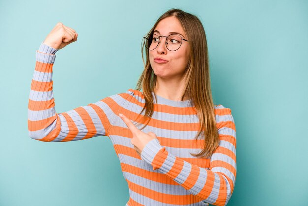 Showing strength gesture with arms symbol of feminine power