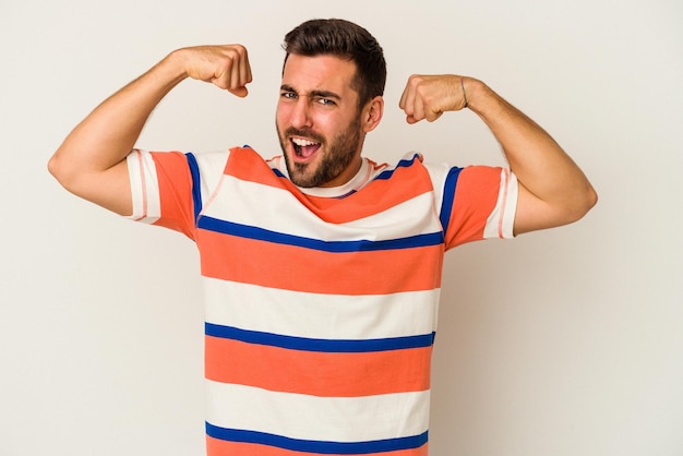 Photo showing strength gesture with arms symbol of feminine power