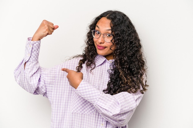 Showing strength gesture with arms symbol of feminine power