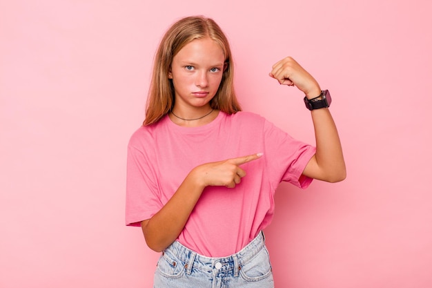 Showing strength gesture with arms symbol of feminine power