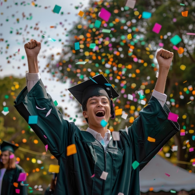 shows a teenager celebrating their high school diploma v 6 Job ID ffd7a431f37e4d9fa9575801b77d5a35