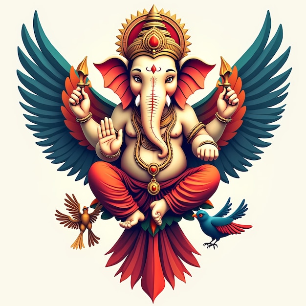 Shree Ganesh God Digital Print Vibrant and Modern Artwork