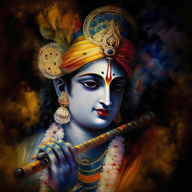 Shree Krishna Illustration for janmashtami Generative Ai