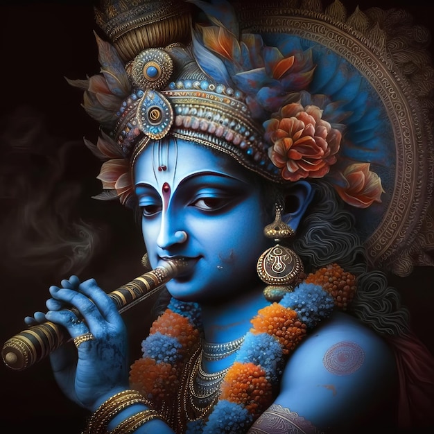 Shree Krishna Illustration for janmashtami Generative Ai