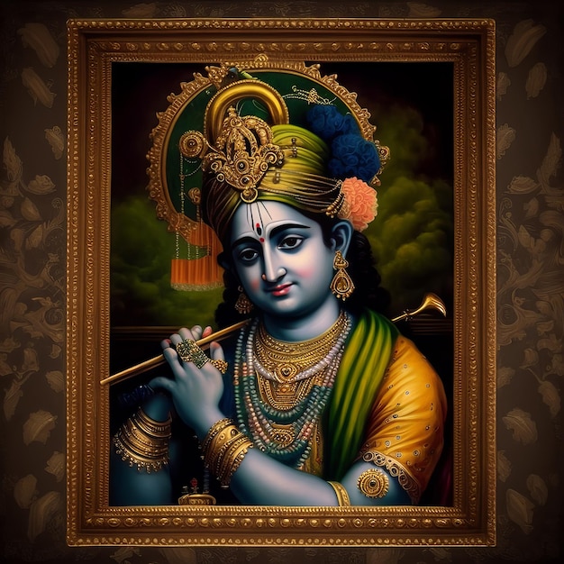 Shree Krishna Illustration for janmashtami Generative Ai