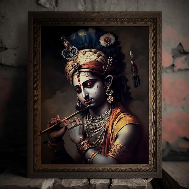 Shree Krishna Illustration for janmashtami Generative Ai