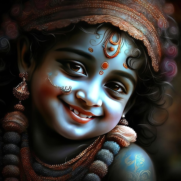 Shree Krishna Illustration for janmashtami Generative Ai