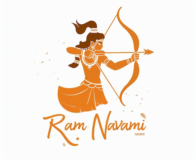 Photo shree ram navami festival greeting with lord ram illustration and ram navami calligraphy